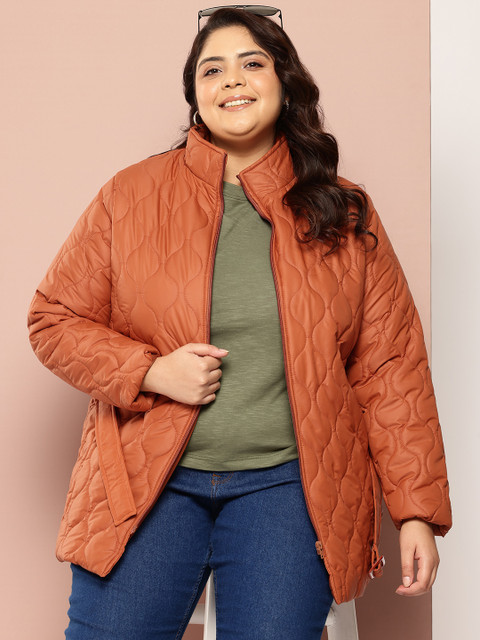 Sztori Plus Size Mock Collar Quilted Jacket