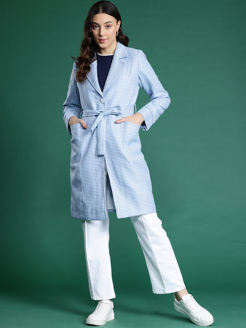 DressBerry Hounds Tooth Weave Single-breasted Overcoat