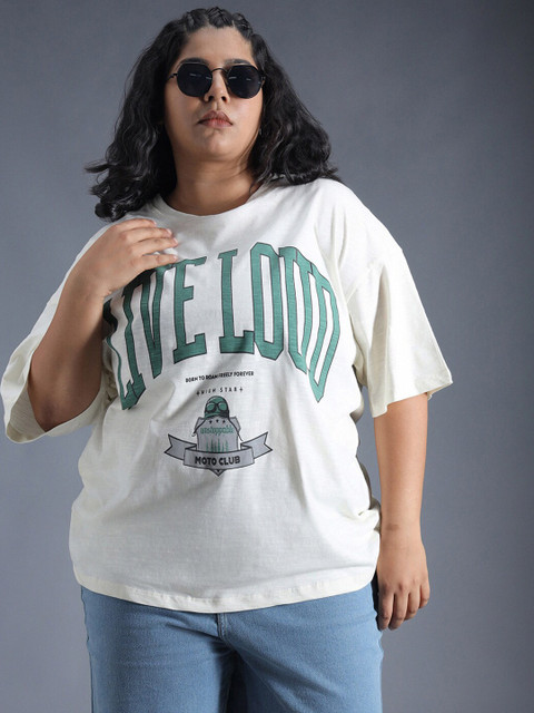 Freeform by High Star Plus Size Typography Printed Oversized Casual T-Shirt - Image 6