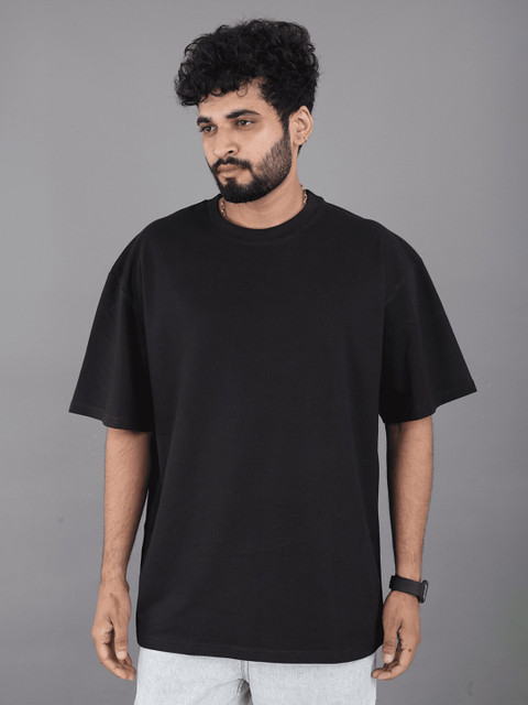 BROWN BROTHERS Unisex Pure Cotton Round Neck Short Sleeves Oversized Pockets T-shirt