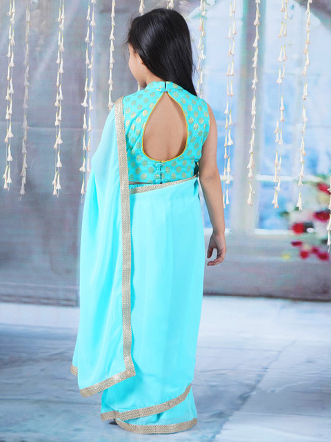 Little Bansi Embroidered Pure Georgette Ready to Wear Saree - Image 3