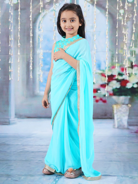 Little Bansi Embroidered Pure Georgette Ready to Wear Saree - Image 2