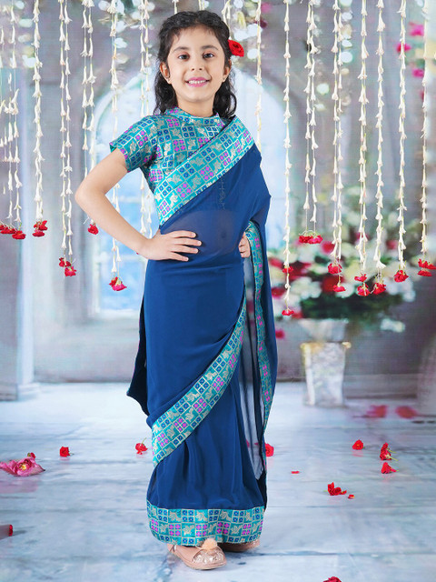 Little Bansi Zari Pure Georgette Ready to Wear Saree - Image 2