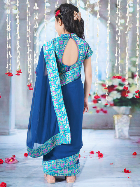 Little Bansi Zari Pure Georgette Ready to Wear Saree - Image 4