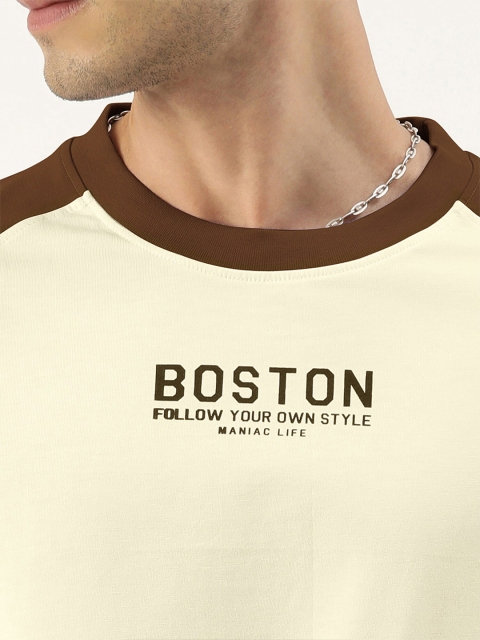 Maniac Colourblocked Raglan Sleeves Cotton Oversized T-shirt - Image 2