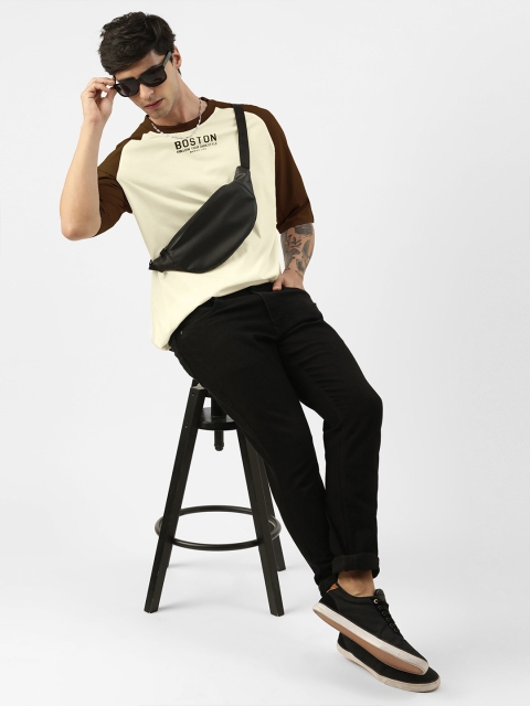 Maniac Colourblocked Raglan Sleeves Cotton Oversized T-shirt - Image 4
