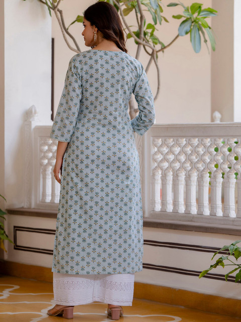 Nayo Ethnic Motifs Printed Cotton Straight Kurta - Image 5