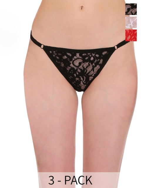 SELFCARE Pack Of 3 Low-Rise Self Design Seamless Bikini Briefs