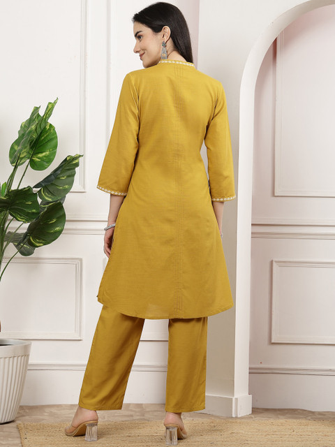 Nayam By Lakshita Women Solid Embroidered Tunic and Palazzo Co-ord Set - Image 5