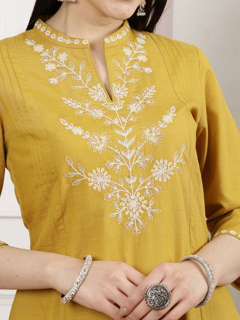 Nayam By Lakshita Women Solid Embroidered Tunic and Palazzo Co-ord Set - Image 2