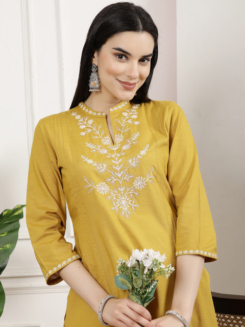Nayam By Lakshita Women Solid Embroidered Tunic and Palazzo Co-ord Set - Image 7