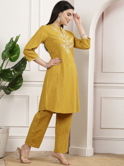 Nayam By Lakshita Women Solid Embroidered Tunic and Palazzo Co-ord Set - Image 4