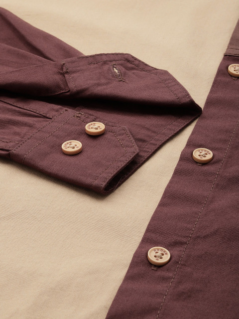 WROGN Colourblocked Cutaway Collar Pure Cotton Casual Shirt - Image 3