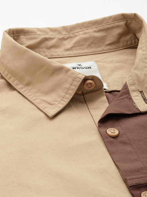 WROGN Colourblocked Cutaway Collar Pure Cotton Casual Shirt - Image 2