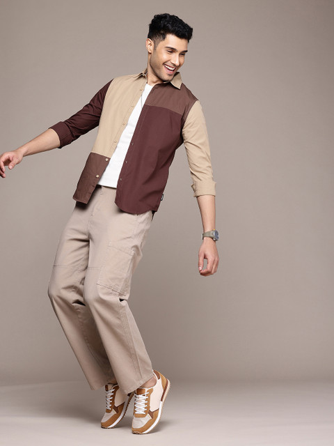 WROGN Colourblocked Cutaway Collar Pure Cotton Casual Shirt - Image 6