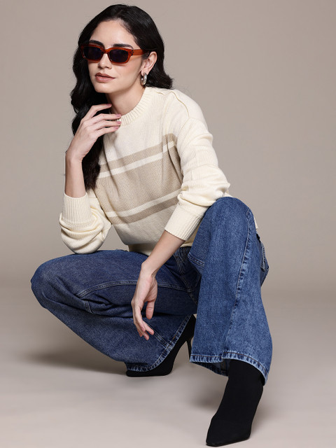 The Roadster Lifestyle Co. Pure Acrylic Striped Pullover