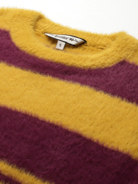 The Roadster Lifestyle Co. Striped Sweater with Fuzzy-Detail - Image 2