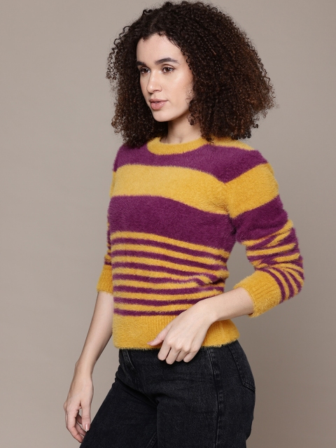 The Roadster Lifestyle Co. Striped Sweater with Fuzzy-Detail - Image 3