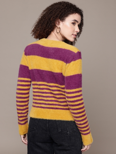 The Roadster Lifestyle Co. Striped Sweater with Fuzzy-Detail - Image 4