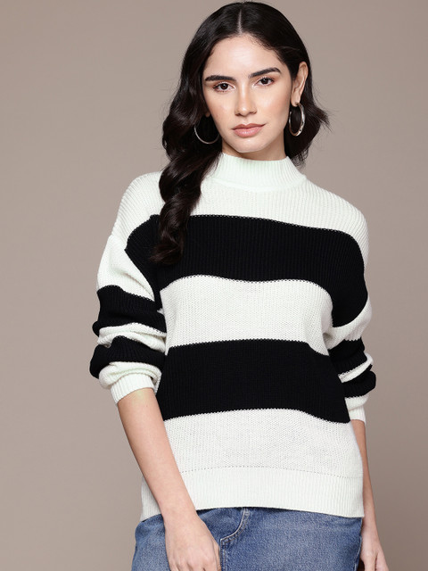 The Roadster Lifestyle Co. Women Striped Acrylic Pullover