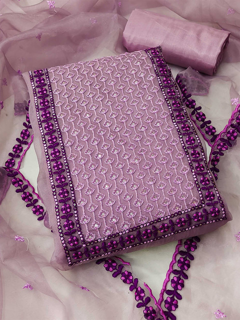 KALINI Embroidered Organza Unstitched Dress Material