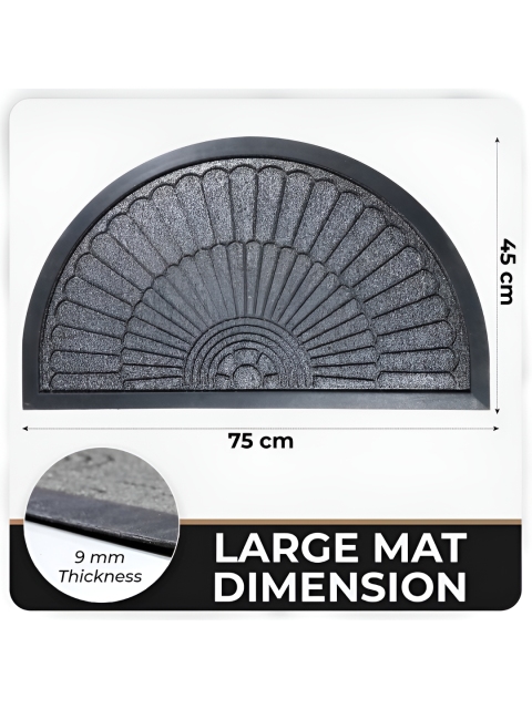 HOKIPO Grey & Black Textured Semi-circle Shaped Anti-Skid Doormat - Image 4