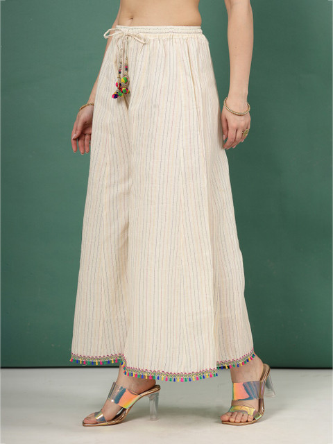 Clora Creation Embroidered Flared Knitted Ethnic Palazzos - Image 3