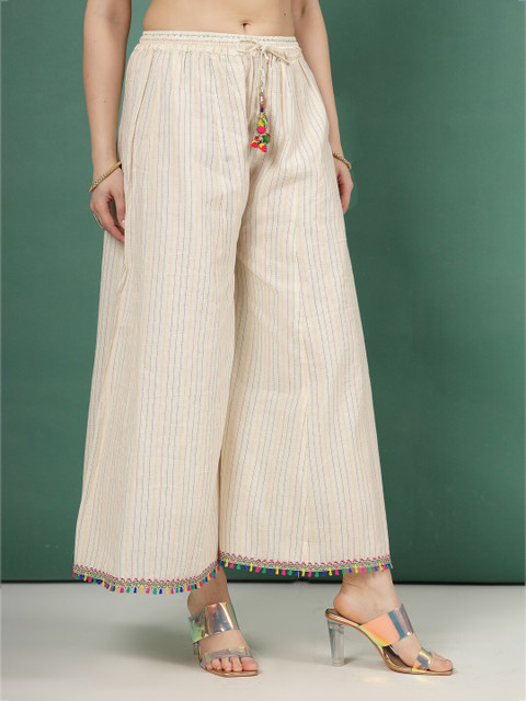 Clora Creation Embroidered Flared Knitted Ethnic Palazzos - Image 2