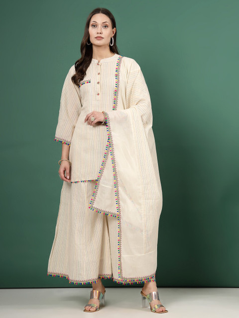 Clora Creation Embroidered Flared Knitted Ethnic Palazzos - Image 5
