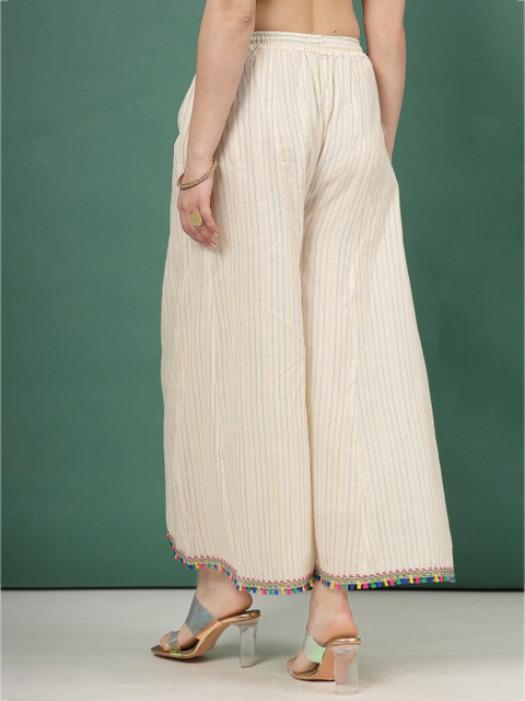 Clora Creation Embroidered Flared Knitted Ethnic Palazzos - Image 4