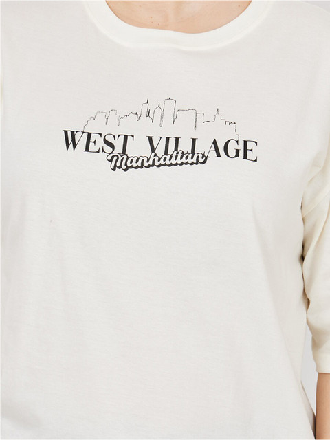 Styli Plus Size Typography Printed Drop Shoulder Sleeves Cotton Oversized T-shirt - Image 2