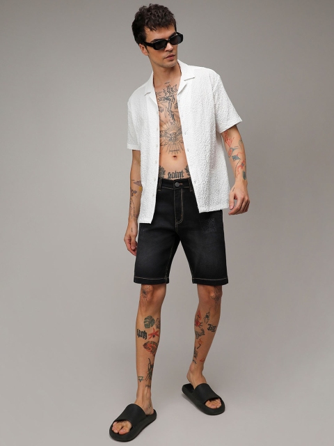 Campus Sutra Men Mid-Rise Denim Shorts - Image 5