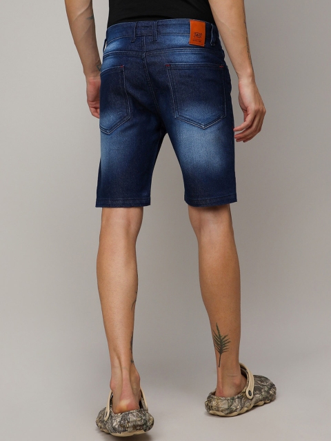 Campus Sutra Men Washed Mid-Rise Regular Fit Denim Shorts - Image 4