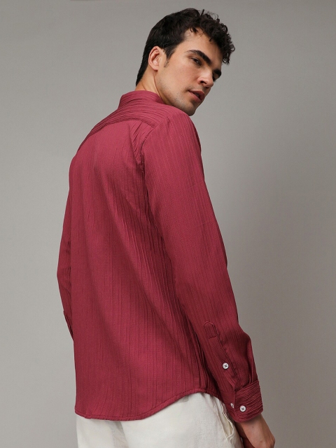 Campus Sutra Self-Design Striped Shirt - Image 4