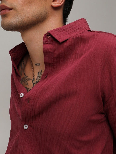Campus Sutra Self-Design Striped Shirt - Image 2