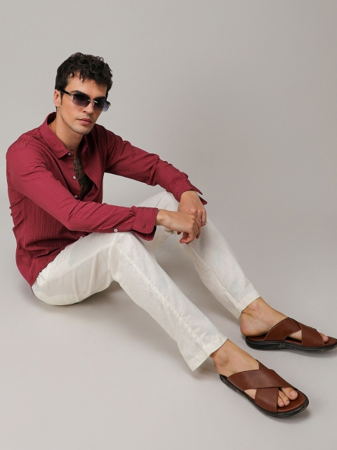 Campus Sutra Self-Design Striped Shirt - Image 6