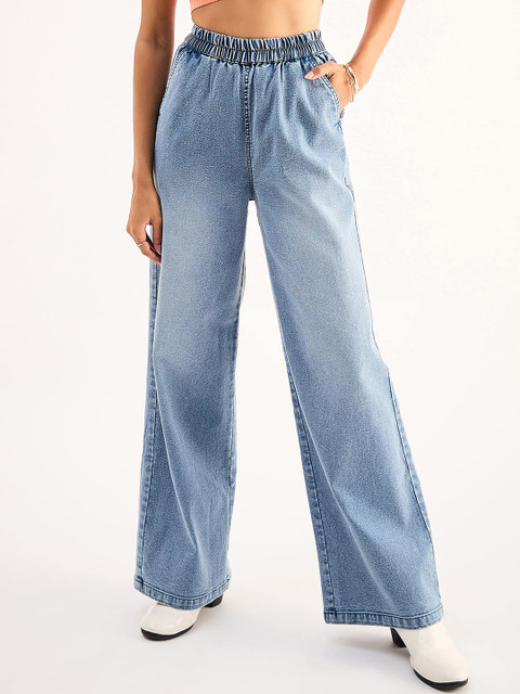 SASSAFRAS BASICS Women Clean Look Heavy Fade Acid Wash Stretchable Relaxed Fit Jeans