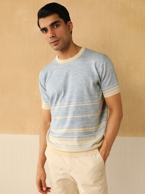 Andamen Striped Short Sleeves Round Neck Cotton T-shirt