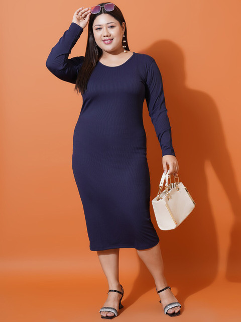 U&F Beyond Plus Size Round Neck Scuba Bodycon Midi Dress