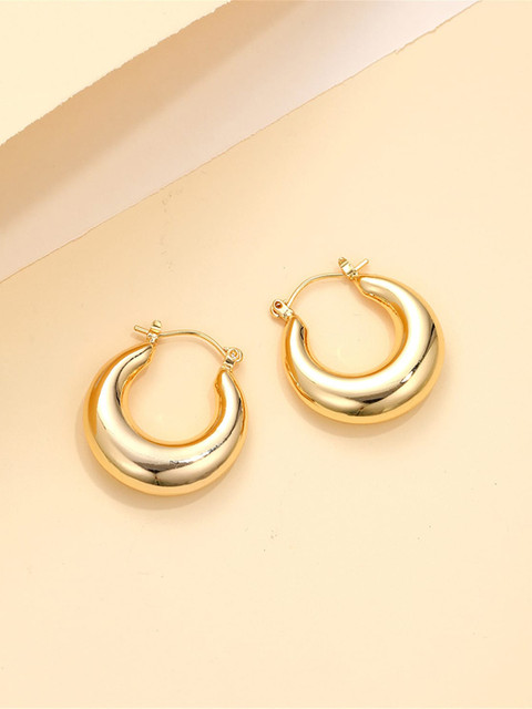 Shining Diva Fashion Gold-Plated Contemporary Hoop Earrings - Image 4