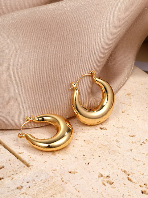 Shining Diva Fashion Gold-Plated Contemporary Hoop Earrings - Image 5
