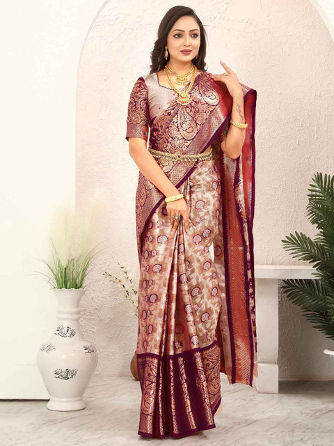 Tankori Floral Woven Design Zari Tissue Kanjeevaram Saree - Image 3