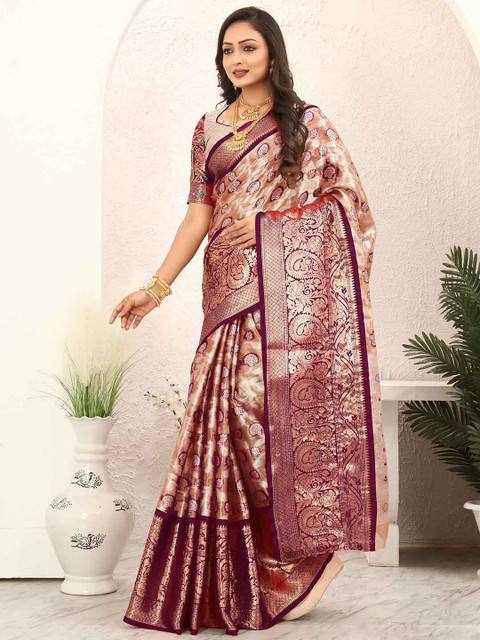 Tankori Floral Woven Design Zari Tissue Kanjeevaram Saree - Image 6