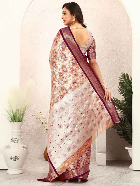 Tankori Floral Woven Design Zari Tissue Kanjeevaram Saree - Image 4