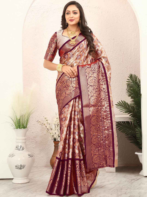 Tankori Floral Woven Design Zari Tissue Kanjeevaram Saree - Image 5