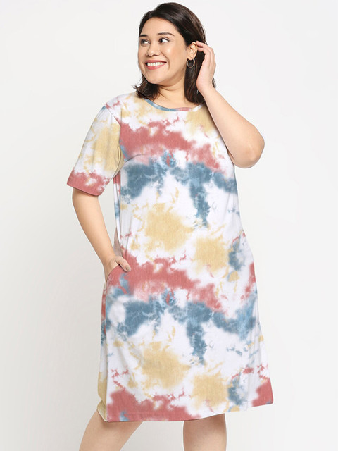 Wear Your Opinion Plus Size Tie and Dye Cotton T-shirt Dress
