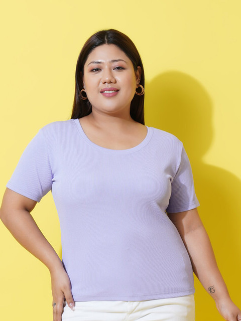 U&F Beyond Plus Size Ribbed Slim Fit T-shirt