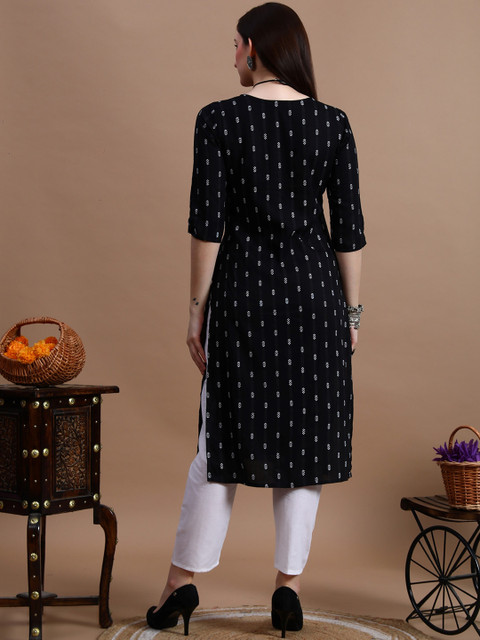 GLOWWORLD Floral Embroidered Straight Kurta - Image 5