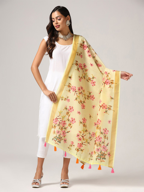 Kaizen TEXO FAB Floral Printed Dupatta With Zari
