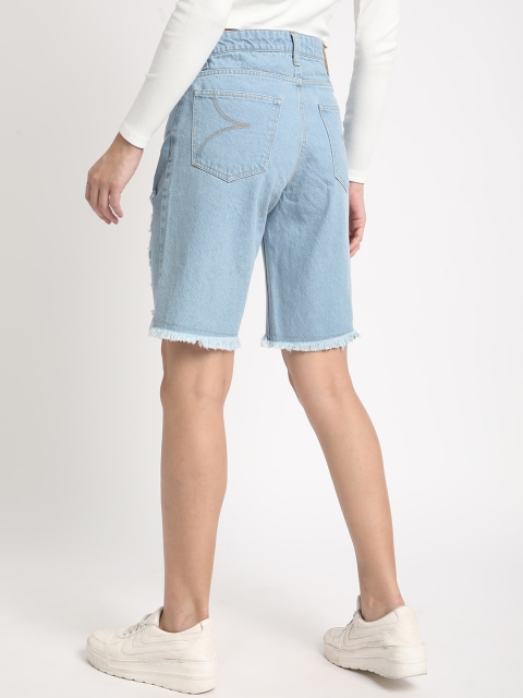 Bene Kleed Women Slim Fit High-Rise Distressed Denim Jorts - Image 4